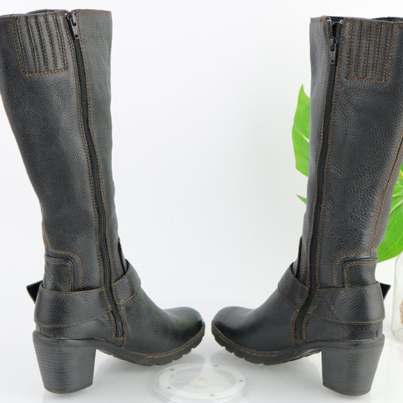 Born Women's Biker Moto Boots Size 6 Tall Block Heel Black Leather Comfy Rock - Picture 7 of 12